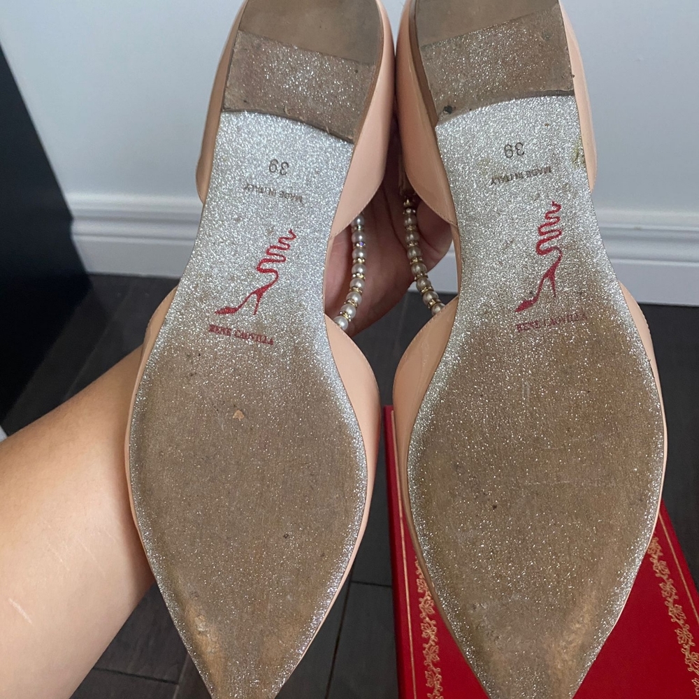 RENE CAOVILLA Embellished Pearl Pointed Flats Size 39 - Picture 3 of 4
